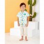 NWT Mud Pie Cactus White Boys Button Down Short Sleeve Shirt