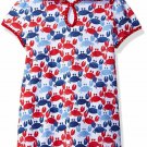 NWT Mud Pie Crab Girls Red White Blue Hooded Swim Cover Up 2T/3T 4T/5T