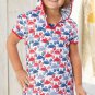 NWT Mud Pie Crab Girls Red White Blue Hooded Swim Cover Up 2T/3T 4T/5T