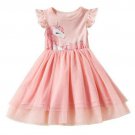 NEW Girls Unicorn Pink Short Sleeve Tutu Dress 4 5 6 7