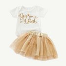 NEW Valentines Day Baby Girl You are so loved Bodysuit Gold Tutu Skirt Outfit