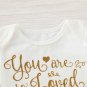 NEW Valentines Day Baby Girl You are so loved Bodysuit Gold Tutu Skirt Outfit