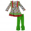 NEW Boutique Girls Woodland Fox Owl Racoon Ruffle Tunic Dress Leggings Outfit