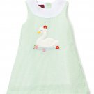 NEW Lil Cactus Girls Swan Green Striped Seersucker Dress 3-6 M 3T