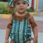 NEW Baby Girls Blue Aztec Fringe Tassels Romper Jumpsuit Headband Outfit Set