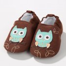 NEW Baby Boy Girl Owl Brown First Walker Soft Sole Baby Crib Shoes Slippers