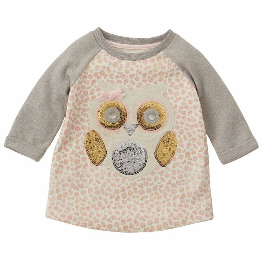 NWT Mud Pie Sequin Spotted Owl Applique Girls Long Sleeve Sweatshirt 2T/3T 4T/5T