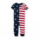 NWT The Childrens Place Americana 4th of July Stretchie Romper Sleeper Pajama
