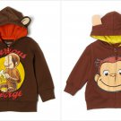 NWT Curious George Toddler Boys Hooded Hoodie Sweater 2T 3T 4T