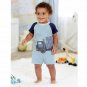 NWT Mud Pie Truck Baby Boys Short Sleeve Blue Romper Jumpsuit Shortall