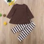 NWT Fox Girls Brown Long Sleeve Tunic Shirt Striped Leggings Outfit Set