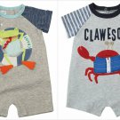 NWT Mud Pie Sail Away Clawesome Crab Zipper Pool Frog Baby Boys Romper Shortall