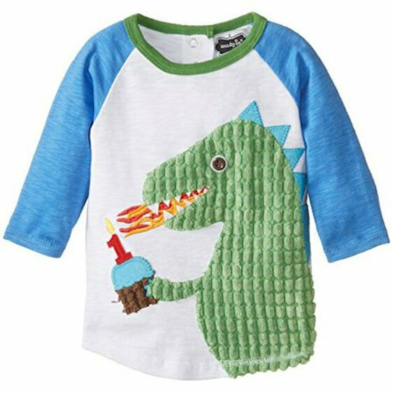 NWT Mud Pie 1st Birthday Dinosaur Boys Shirt Small 12-18 Months