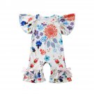 NWT Baby Girls White Floral Romper Ruffle Romper Jumpsuit