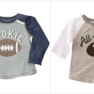 NWT Mud Pie Rookie All Star Football Applique Boys Gray Long Sleeve Shirt