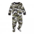 NWT The Childrens Place Boys Green Camouflage Footed Stretchie Pajamas Sleeper