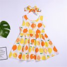 NWT Girls Lemon Citrus White Yellow Orange Sleeveless Dress & Headband Set