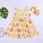 NWT Girls Lemon Citrus White Yellow Orange Sleeveless Dress & Headband Set