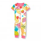 NWT The Childrens Place Fruit Girl Short Sleeve Stretchie Romper Sleeper Pajamas