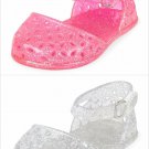 NWT The Childrens Place Baby Girl Pink Silver Glitter Floral Jelly Sandals Shoes