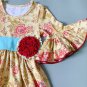 NEW Boutique Girls Floral Beige Tunic Dress Red Ruffle Leggings Outfit