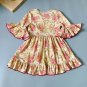 NEW Boutique Girls Floral Beige Tunic Dress Red Ruffle Leggings Outfit