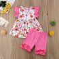 NWT Flamingo Girls Pink Short Sleeve Tunic Shirt Ruffle Shorts Outfit Set