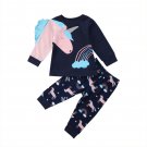 NEW Unicorn Girls Blue Long Sleeve Shirt & Pants Outfit Set 2T 3T 4T 5T