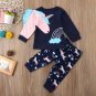 NEW Unicorn Girls Blue Long Sleeve Shirt & Pants Outfit Set 2T 3T 4T 5T
