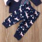 NEW Unicorn Girls Blue Long Sleeve Shirt & Pants Outfit Set 2T 3T 4T 5T