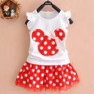 NWT Minnie Mouse Baby Girls White Shirt Red Polka Dot Skirt Outfit Set