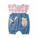 NEW Baby Girls Pink Blue Chambray Goose Duck Chick Easter Romper Sunsuit