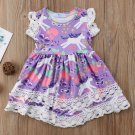NWT Unicorn Girls Purple Short Sleeve Ruffle Lace Dress 18 M 2T 3T 4T 5T