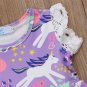 NWT Unicorn Girls Purple Short Sleeve Ruffle Lace Dress 18 M 2T 3T 4T 5T