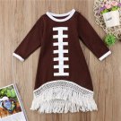 NEW Football Girls Brown Long Sleeve Tassel Fringe Dress 12-18 18-24 Months