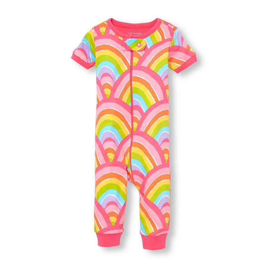 NWT The Childrens Place Rainbow Girls Stretchie Romper Sleeper Pajamas 2 3 4 5T