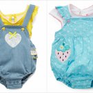 NWT Nannette Baby Girls Strawberry Heart Ruffle Romper Shirt Outfit Set 0-3 M