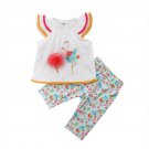 NWT Flamingo White Sleeveless Tunic Floral Capri Leggins Girls Outfit Set