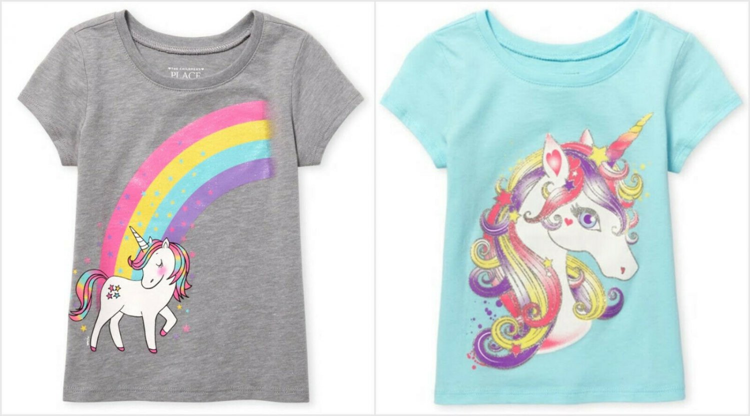 NWT The Childrens Place Unicorn Baby Girls Short Sleeve Shirt 12-18 18-24 Months