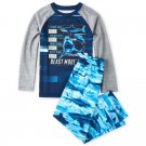 NWT The Childrens Place Sharks Boys Long Sleeve Blue Pajamas Set