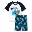 NWT The Childrens Place Surfing Dinosaur Boys Short Sleeve Pajamas Set
