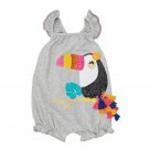 NWT Mud Pie Toucan Baby Girls Sequin Tassel Bubble Romper Sunsuit