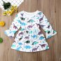 NWT Dinosaur Girls White Ruffle Long Sleeve Dress 2T 3T 4T5T