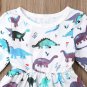 NWT Dinosaur Girls White Ruffle Long Sleeve Dress 2T 3T 4T5T