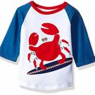 NWT Mud Pie Boathouse Surfing Crab Boys Blue Raglan Shirt 12M/18M 2T/3T 4T/5T