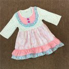 NEW Girls Boutique Ruffle White Polka Dot Pink Floral Long Sleeve Dress 6-7 7-8