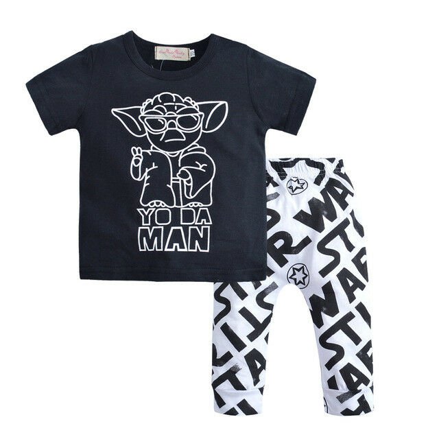 NWT Star Wars 'Yo da Man' Baby Boy Short Sleeve Shirt & Pants Outfit Set