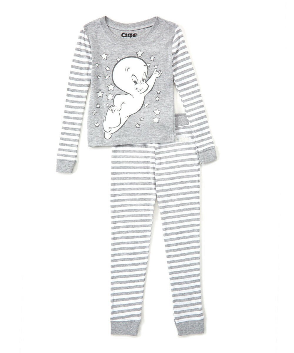 NWT Casper the Friendly Ghost Boys Long Sleeve Gray Pajamas Set Halloween