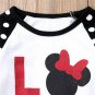 NEW Minnie Mouse Love Girls White Black 3/4 Ruffle Sleeve Shirt Valentines Day
