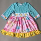NEW Girls Boutique Blue Pink Floral 3/4 Sleeve Ruffle Dress 5-6 6-7 7-8